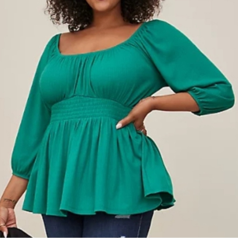 Torrid Green Scoop Neck Babydoll Top 3X